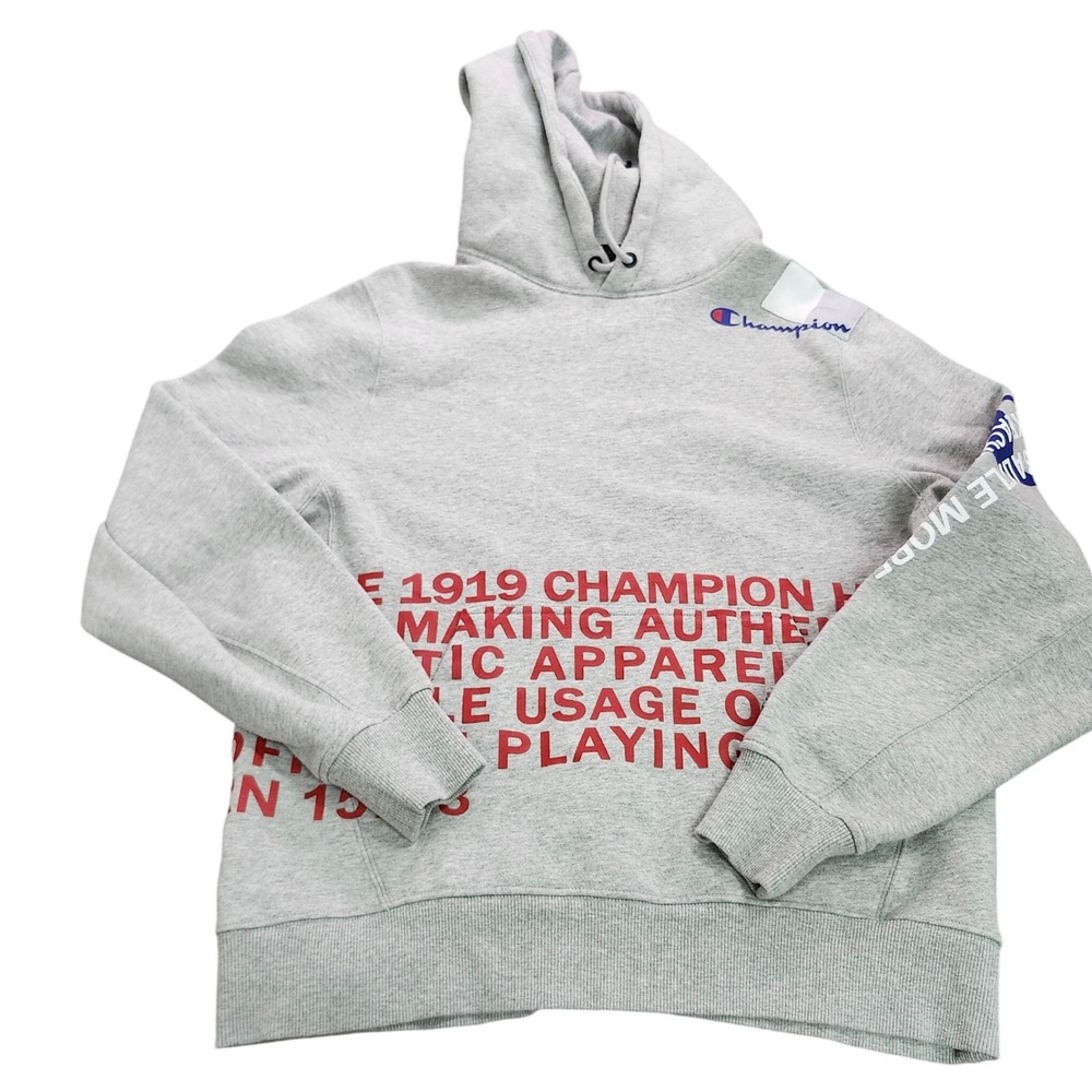 Champion Reverse Weave Gray Graphic Hoodie Since 1919 Athletic Apparel Medium